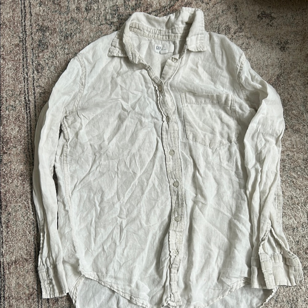 Linen Beige GAP Button-Up Women’s Shirt
